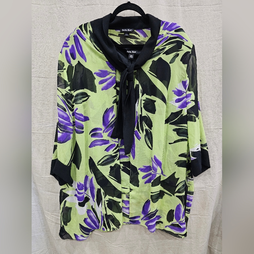 Dana Kay Plus Size Dress Jacket & Tank Top Floral Print Size 28W